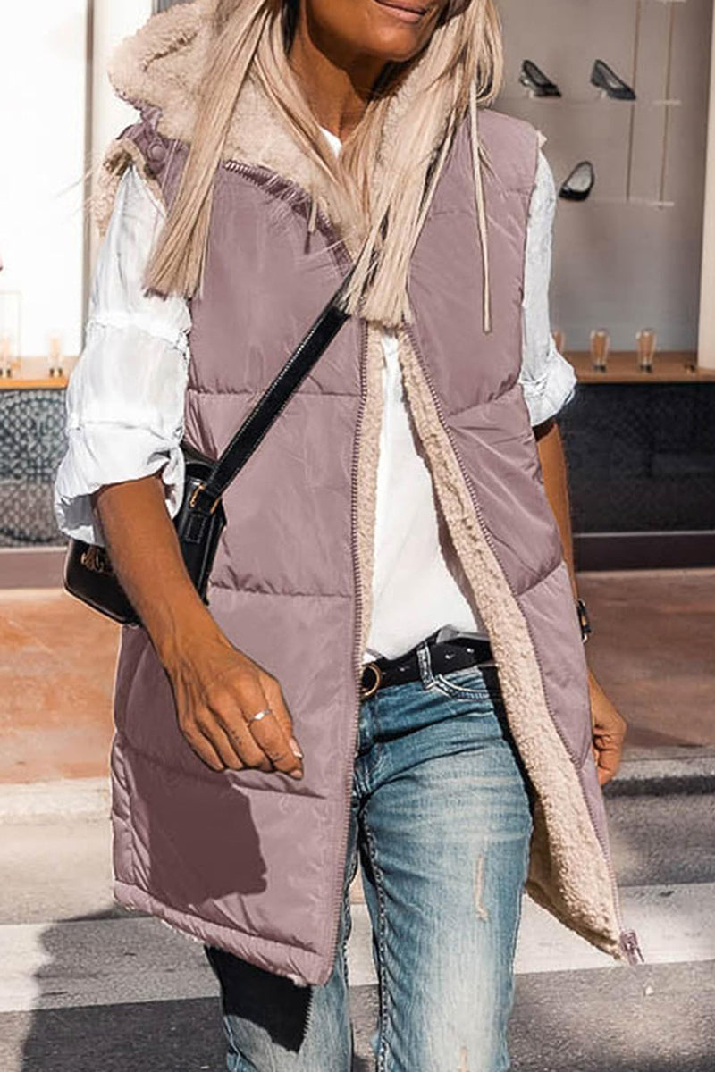 Julia | Casual solid patchwork tops with hooded collar