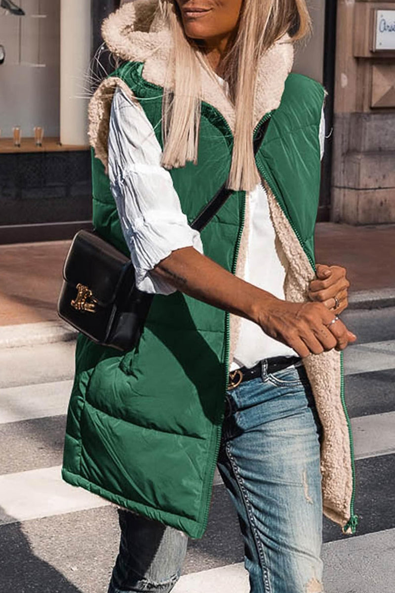 Julia | Casual solid patchwork tops with hooded collar