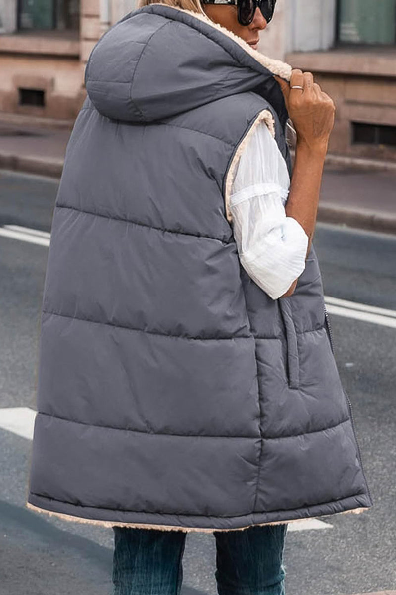 Julia | Casual solid patchwork tops with hooded collar