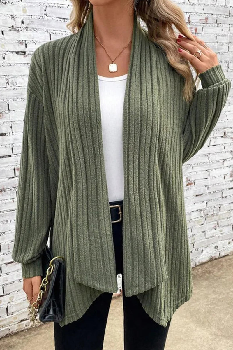 Jimena | Casual solid color outerwear with asymmetrical cardigan collar
