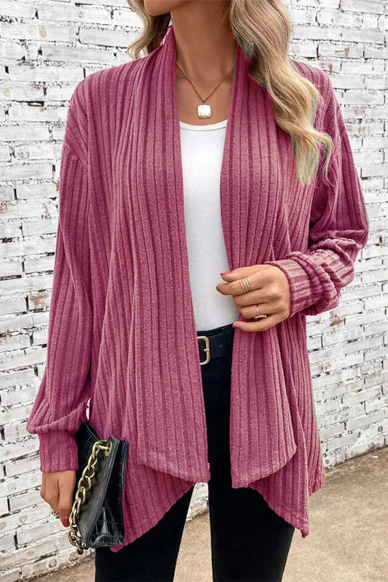Jimena | Casual solid color outerwear with asymmetrical cardigan collar