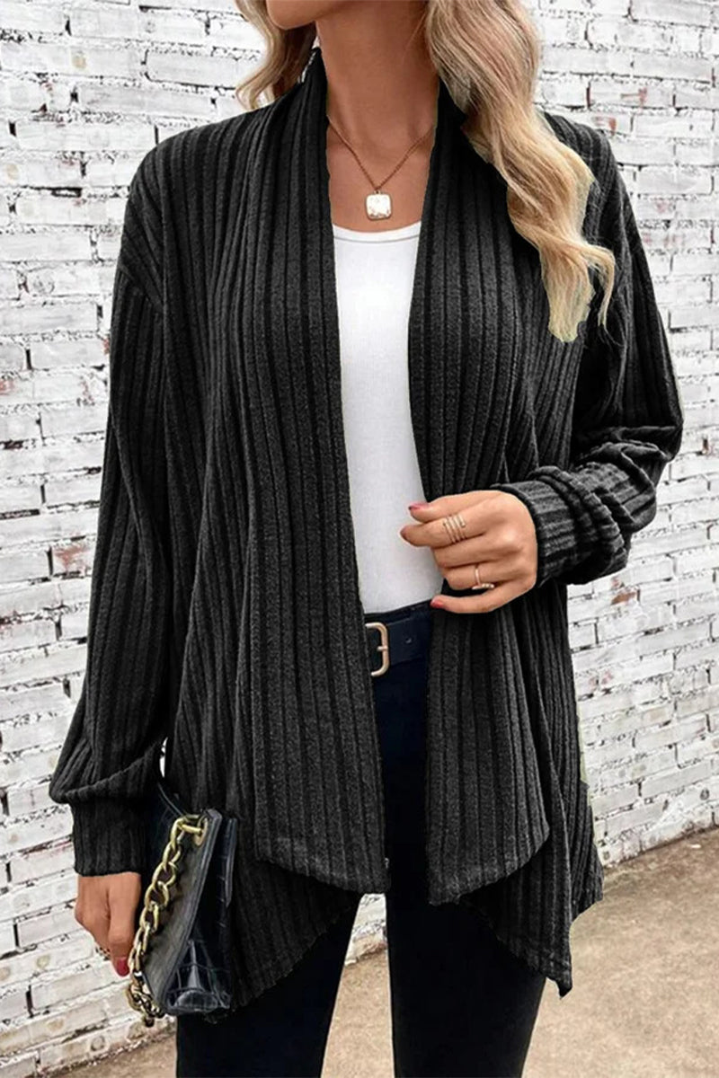 Jimena | Casual solid color outerwear with asymmetrical cardigan collar