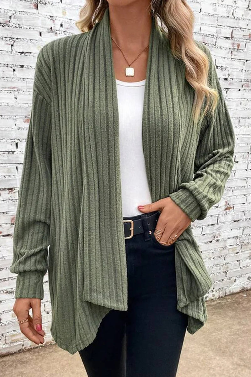 Jimena | Casual solid color outerwear with asymmetrical cardigan collar