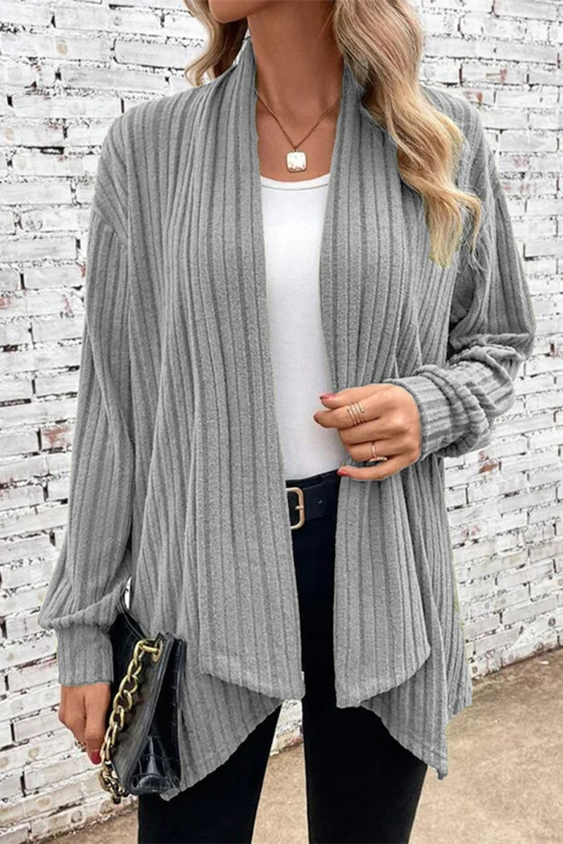 Jimena | Casual solid color outerwear with asymmetrical cardigan collar