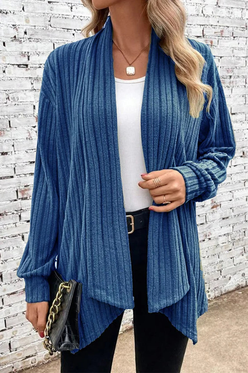 Jimena | Casual solid color outerwear with asymmetrical cardigan collar