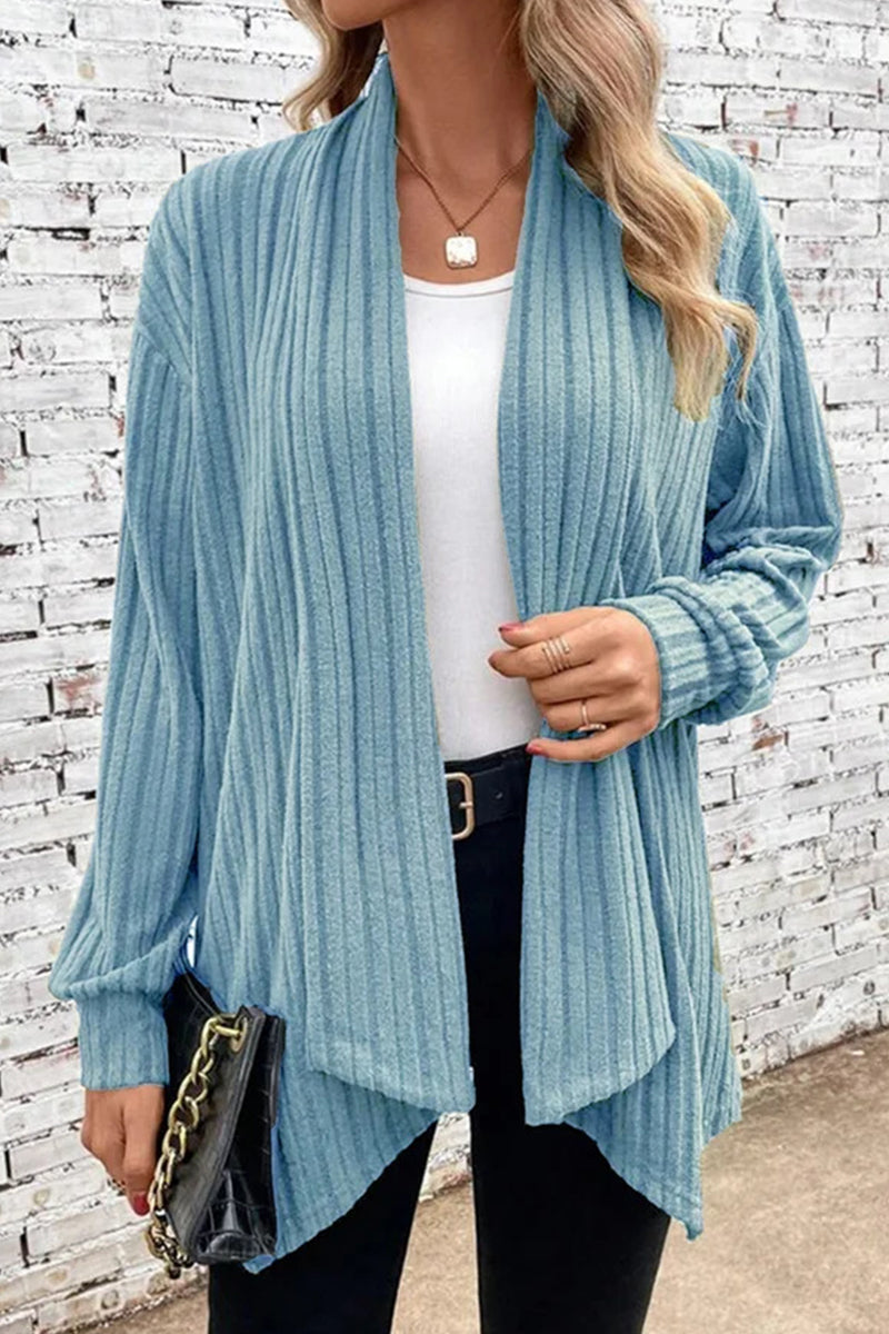 Jimena | Casual solid color outerwear with asymmetrical cardigan collar
