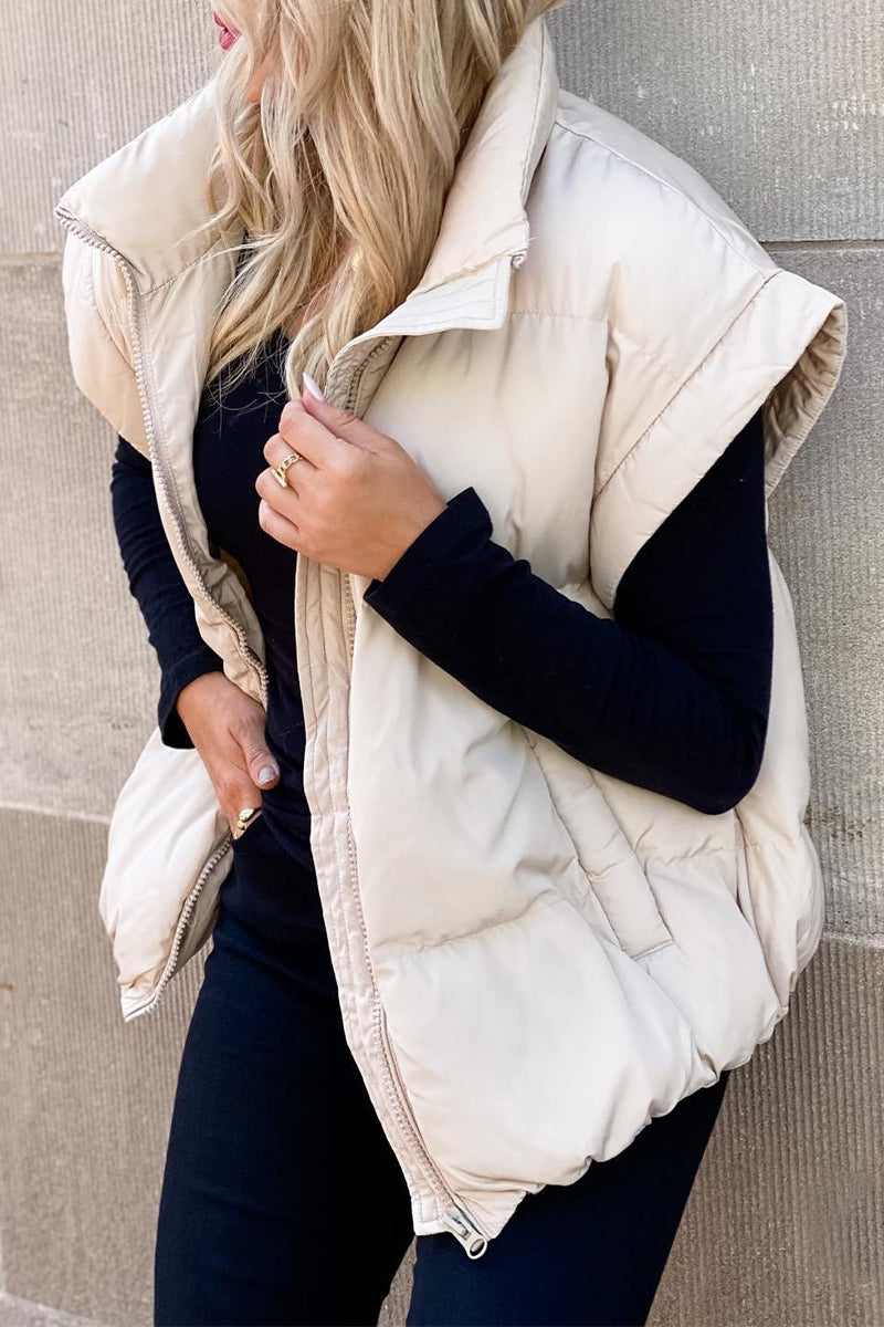 Karina | Casual, solid color tops with stand-up collar and pockets
