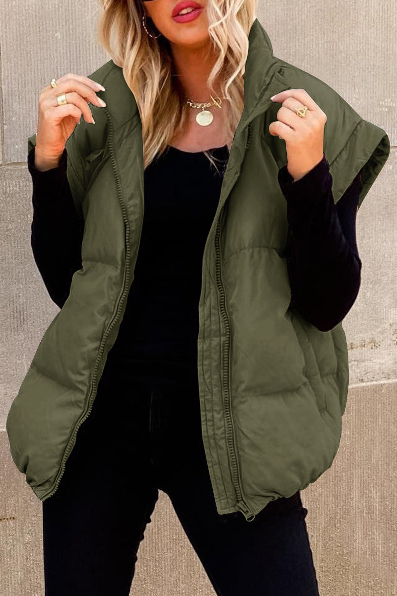 Karina | Casual, solid color tops with stand-up collar and pockets