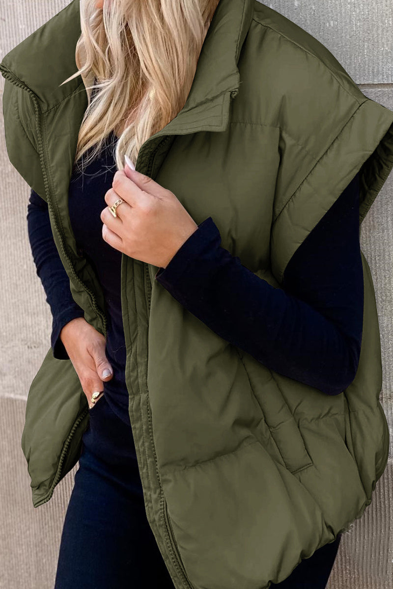 Karina | Casual, solid color tops with stand-up collar and pockets