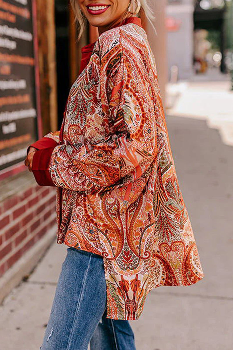 Katia | Casual college tops with floral buttons and V-neck