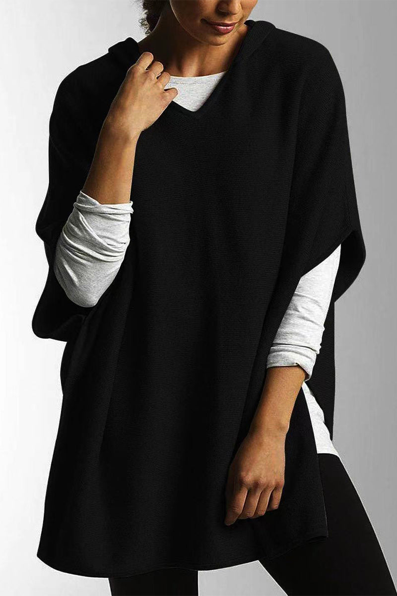 Johana | Casual, simple tops with a fixed slit and hooded collar