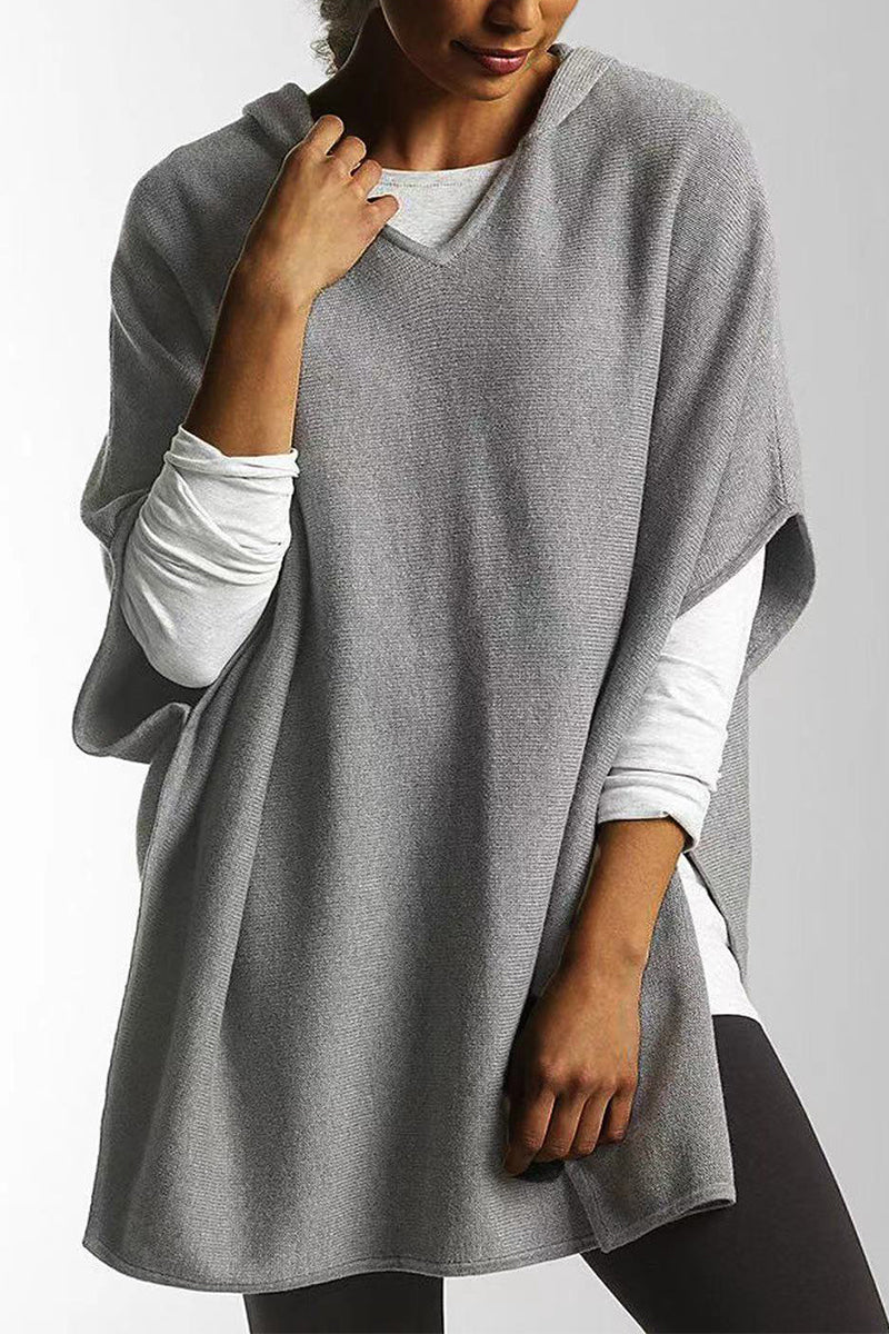 Johana | Casual, simple tops with a fixed slit and hooded collar