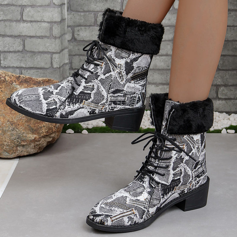 Clarisa | Casual, pointed, comfortable outdoor shoes with patchwork print