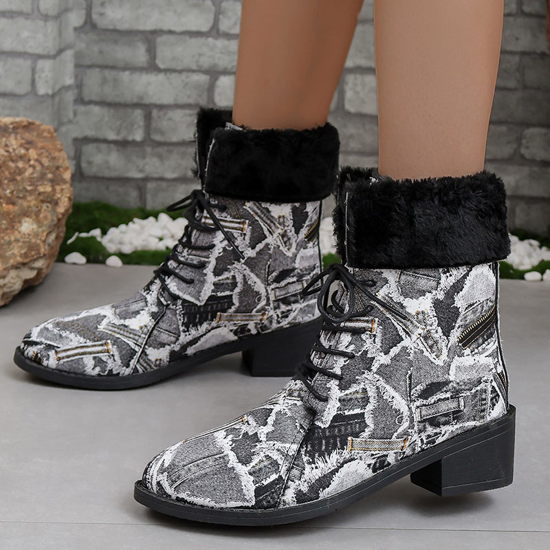 Clarisa | Casual, pointed, comfortable outdoor shoes with patchwork print
