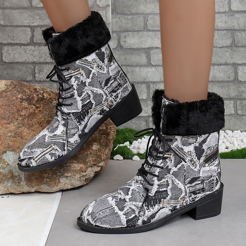 Clarisa | Casual, pointed, comfortable outdoor shoes with patchwork print