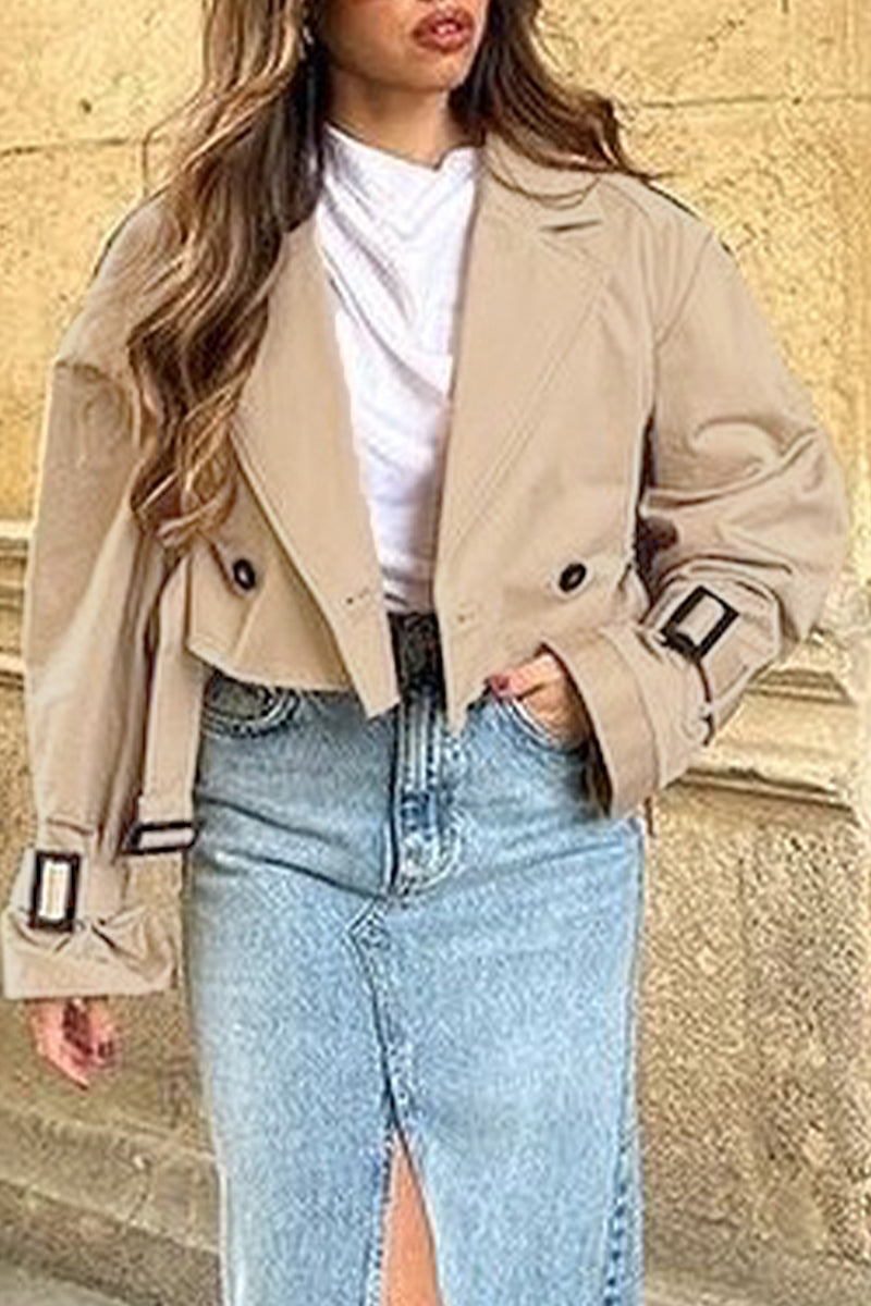 Matilde | Street British style outerwear with plain buttons and turn-down collar