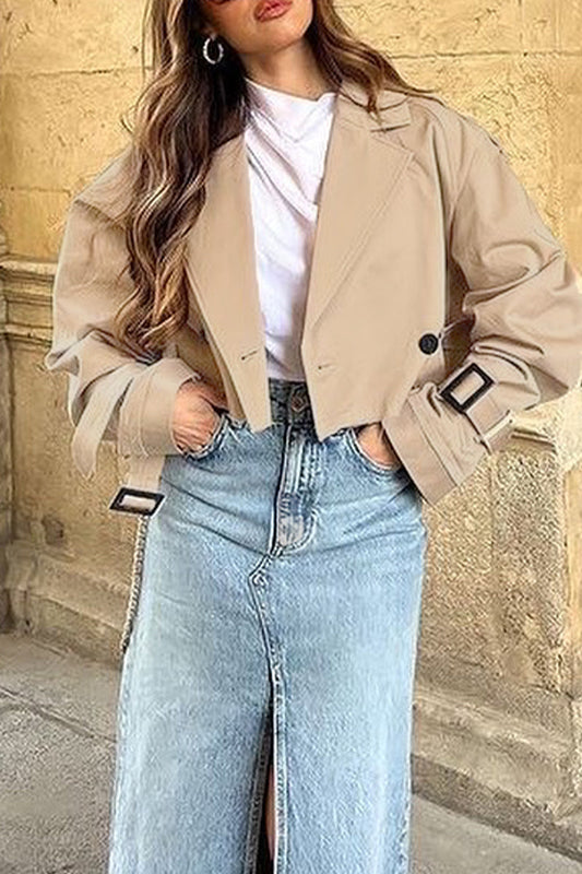 Matilde | Street British style outerwear with plain buttons and turn-down collar