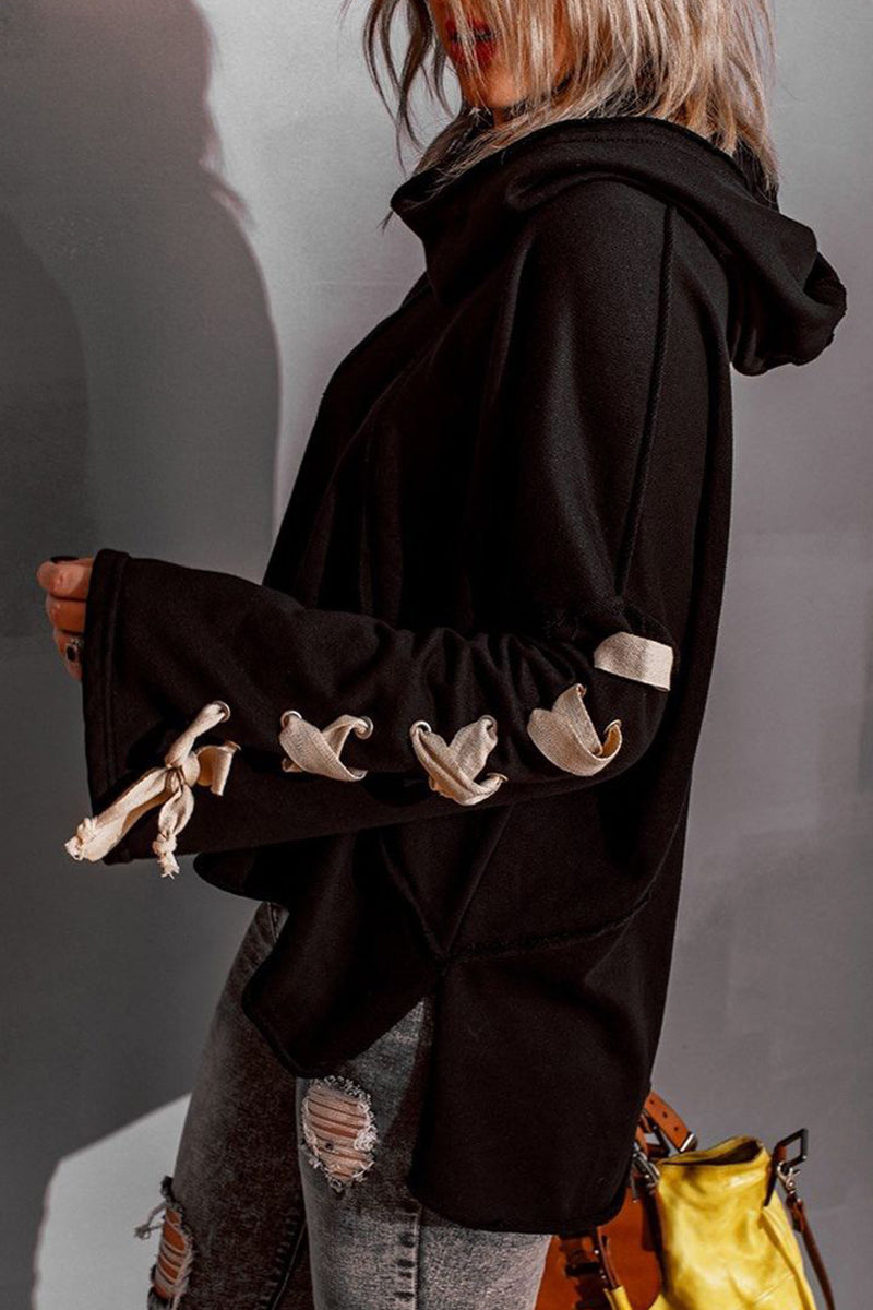 Sandra | Casual tops with a fixed bandage and hooded collar