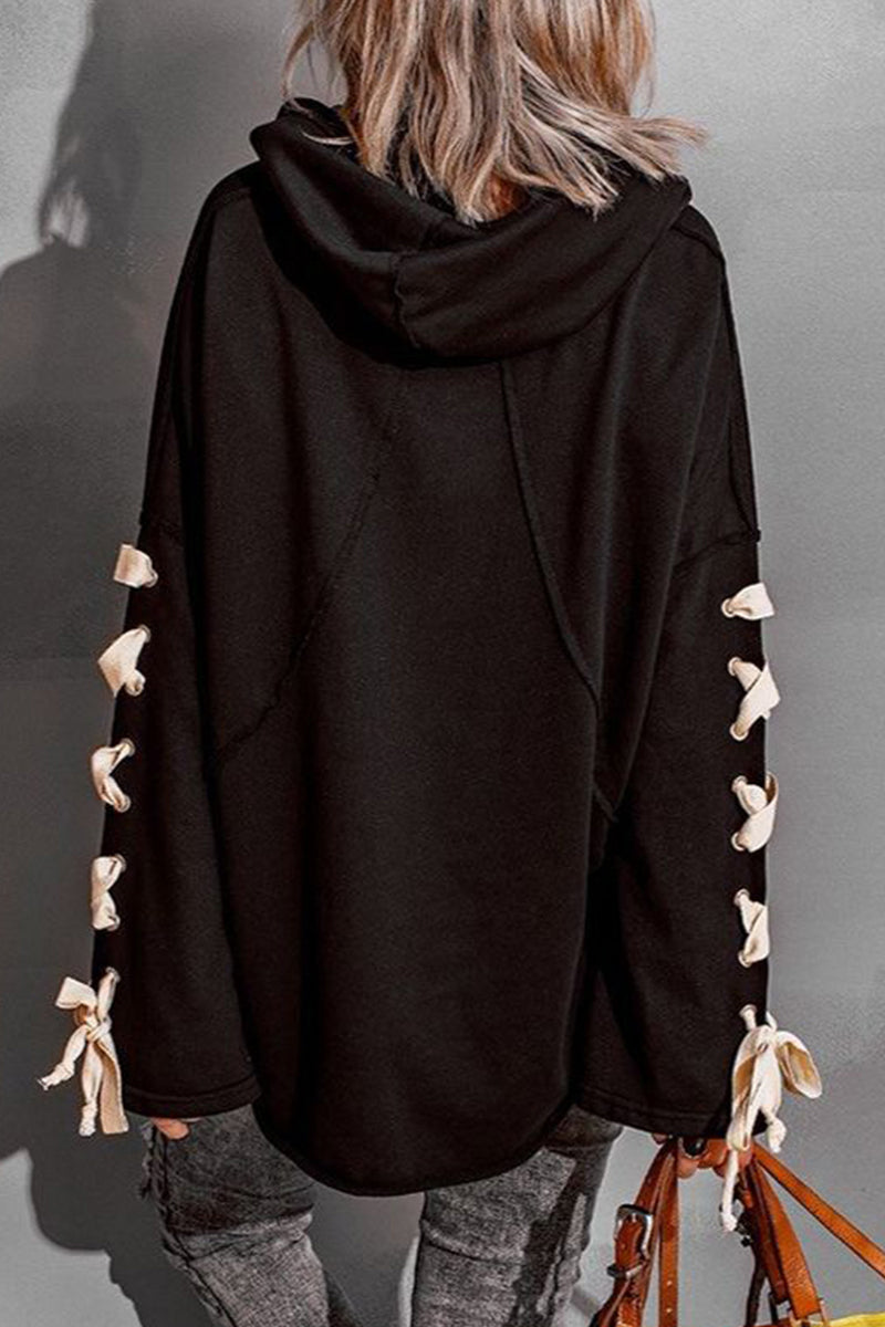 Sandra | Casual tops with a fixed bandage and hooded collar