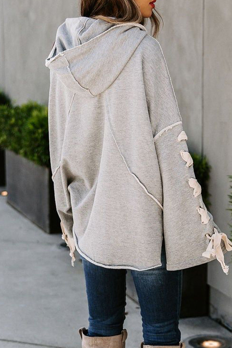 Sandra | Casual tops with a fixed bandage and hooded collar