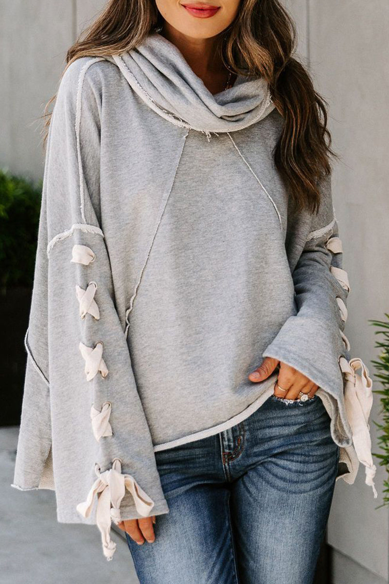 Sandra | Casual tops with a fixed bandage and hooded collar
