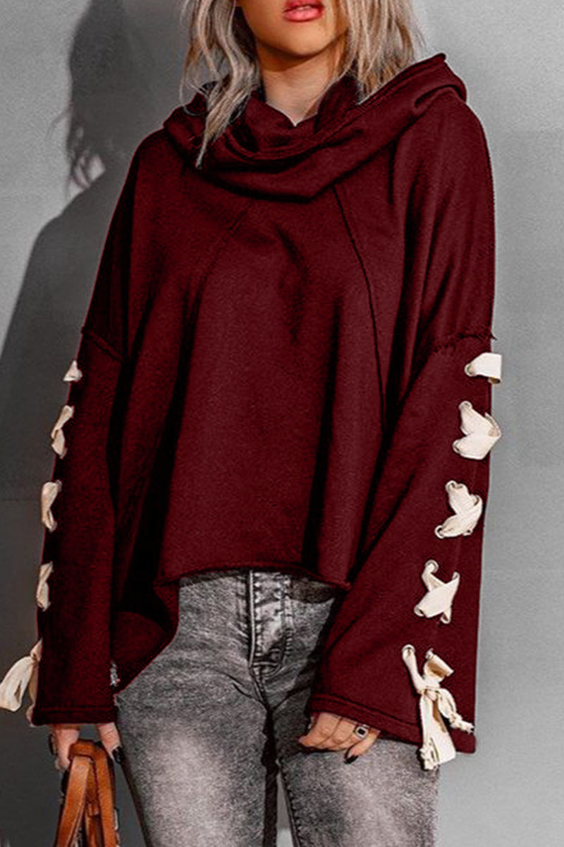 Sandra | Casual tops with a fixed bandage and hooded collar