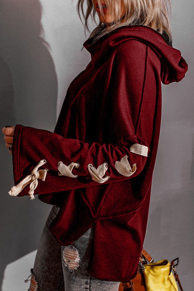 Sandra | Casual tops with a fixed bandage and hooded collar