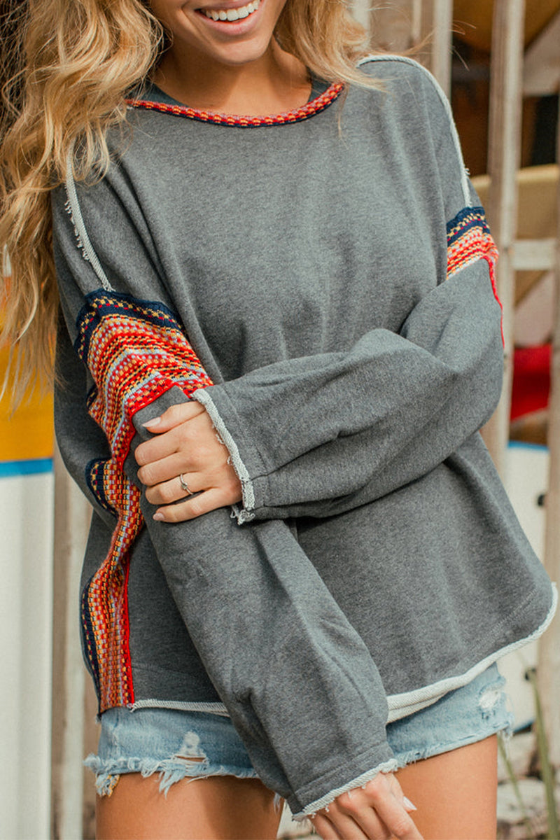 Samanta | Casual solid color O-neck tops