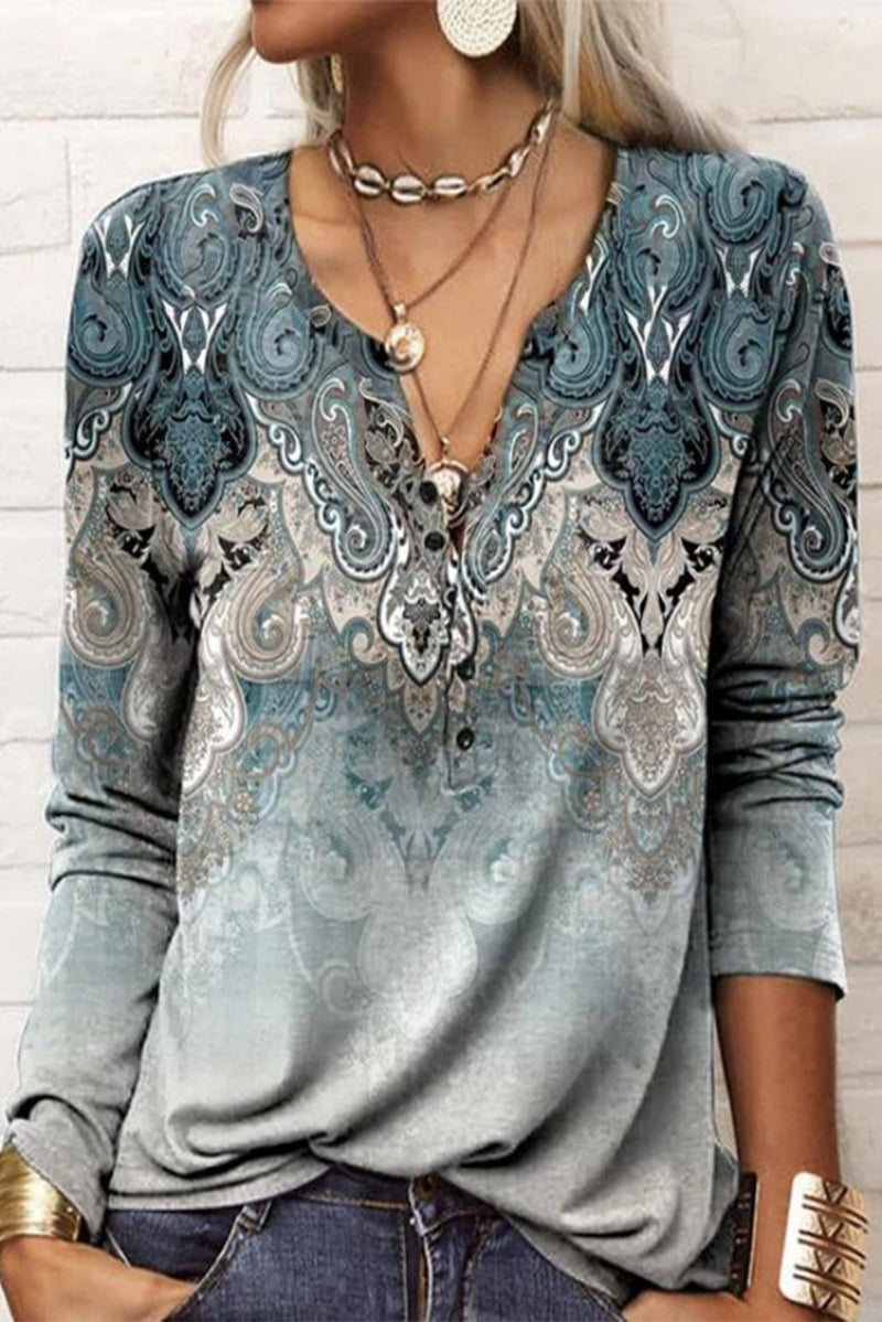 Victoria | Casual printed V-neck tops