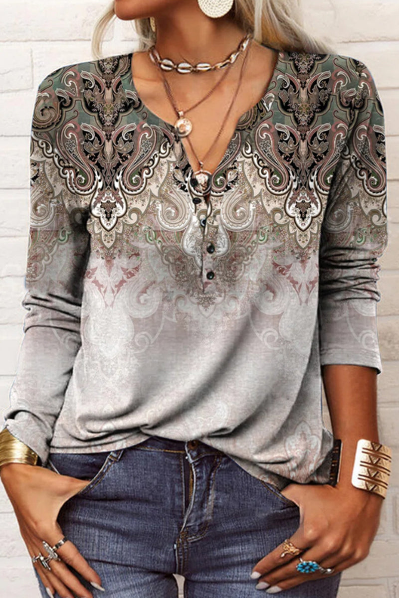 Victoria | Casual printed V-neck tops