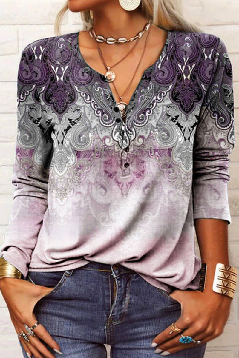 Victoria | Casual printed V-neck tops