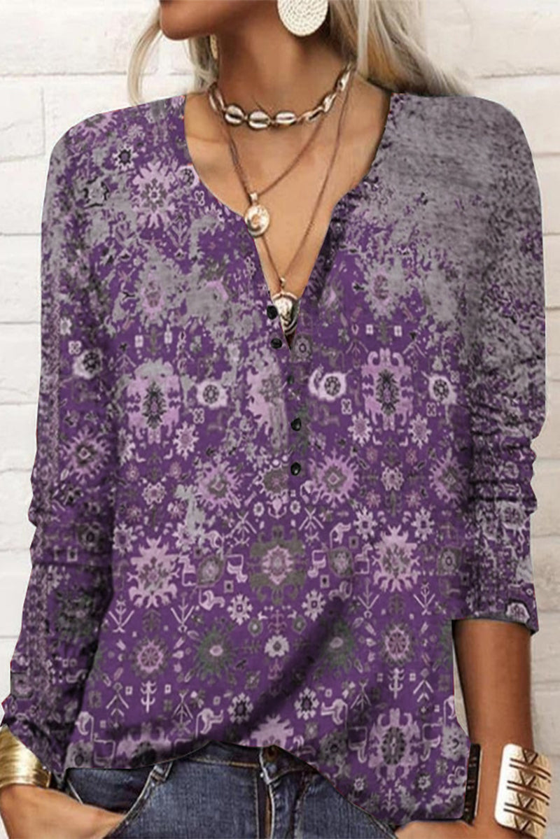 Victoria | Casual printed V-neck tops