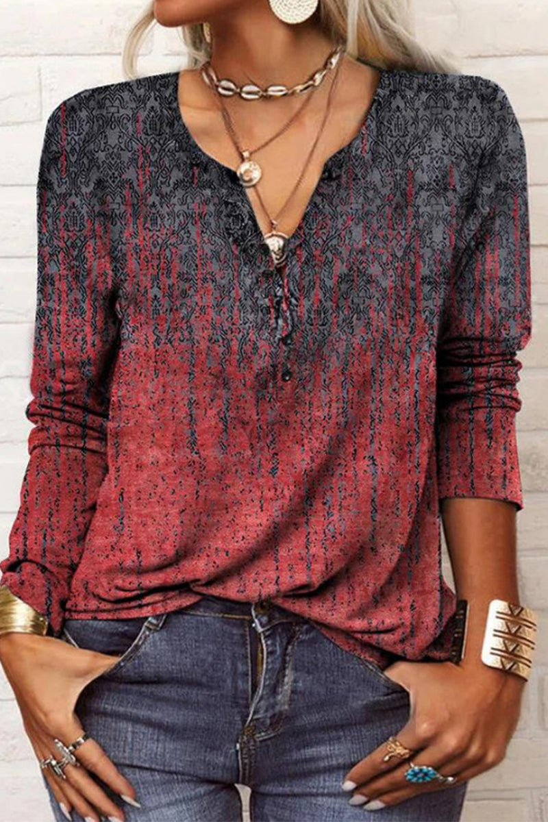 Victoria | Casual printed V-neck tops