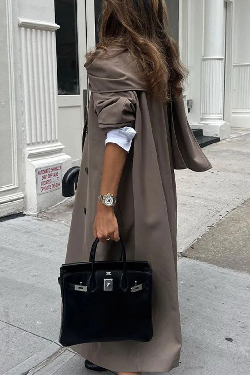 Valeria | British style, elegant solid outerwear with shawl collar and pocket buckle