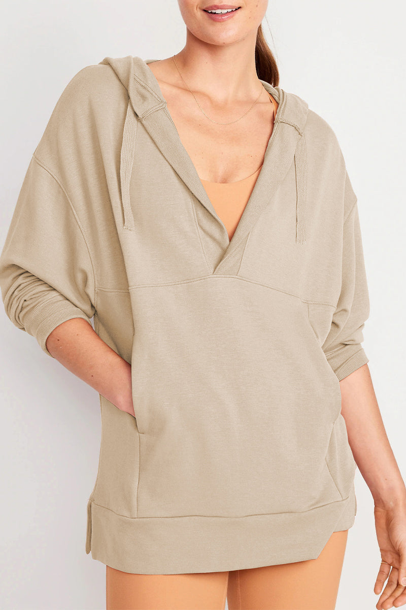 Yesenia | Casual solid tops with pockets and V-neck