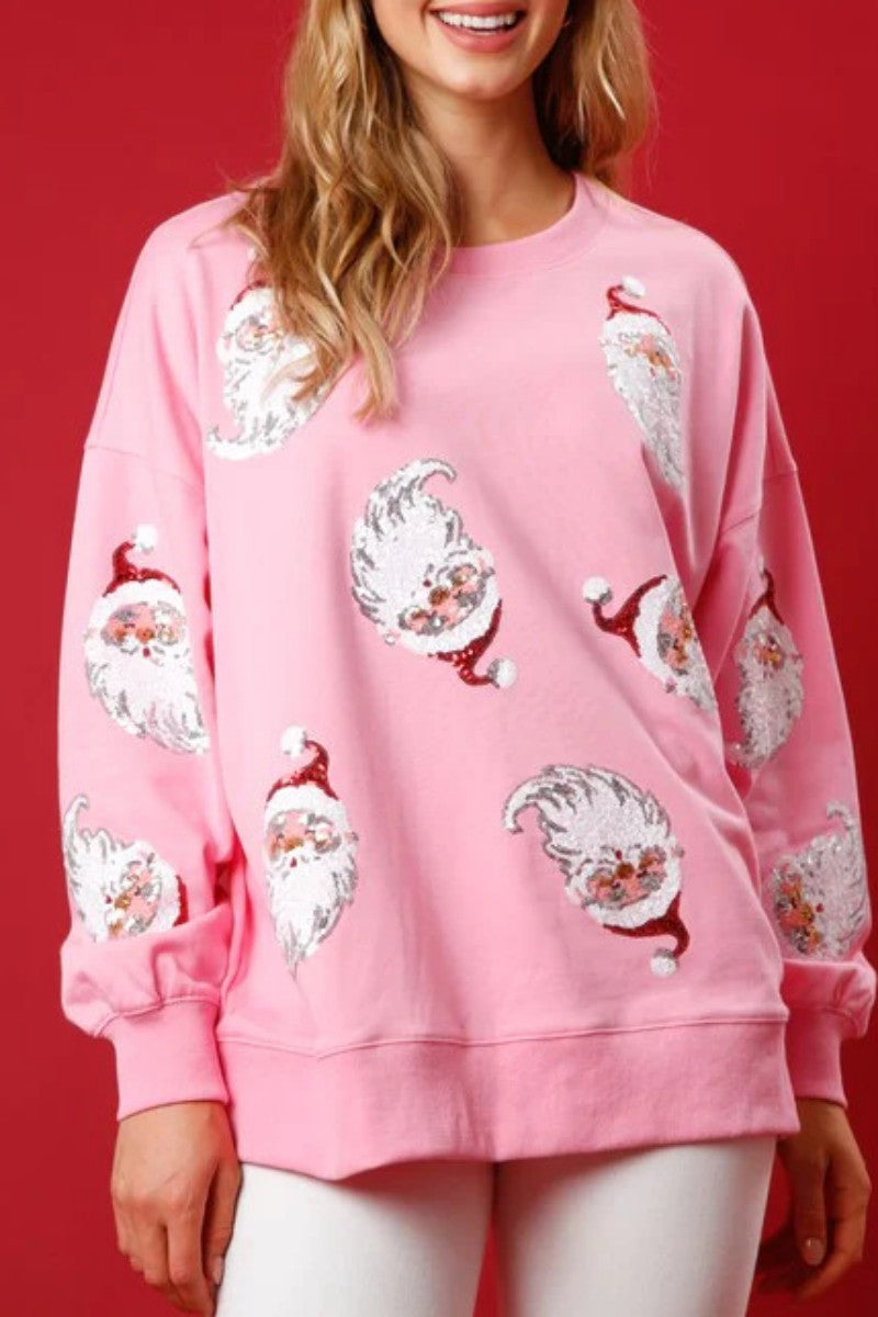 Yoselin | Casual Santa Claus tops with sequins and O-neck