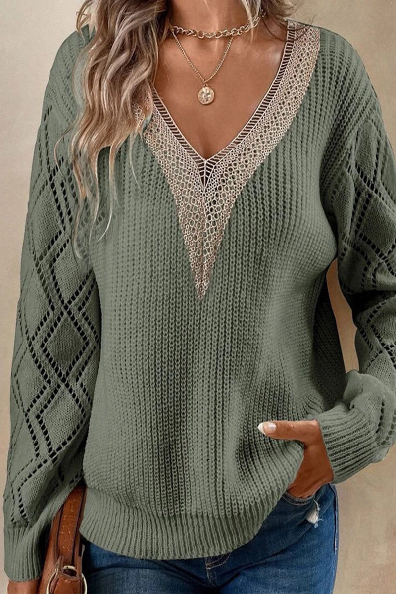 Zenaida | Casual, simple tops made of solid lace with a V-neck