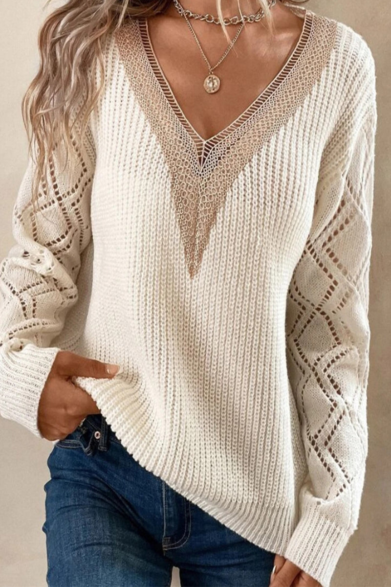 Zenaida | Casual, simple tops made of solid lace with a V-neck