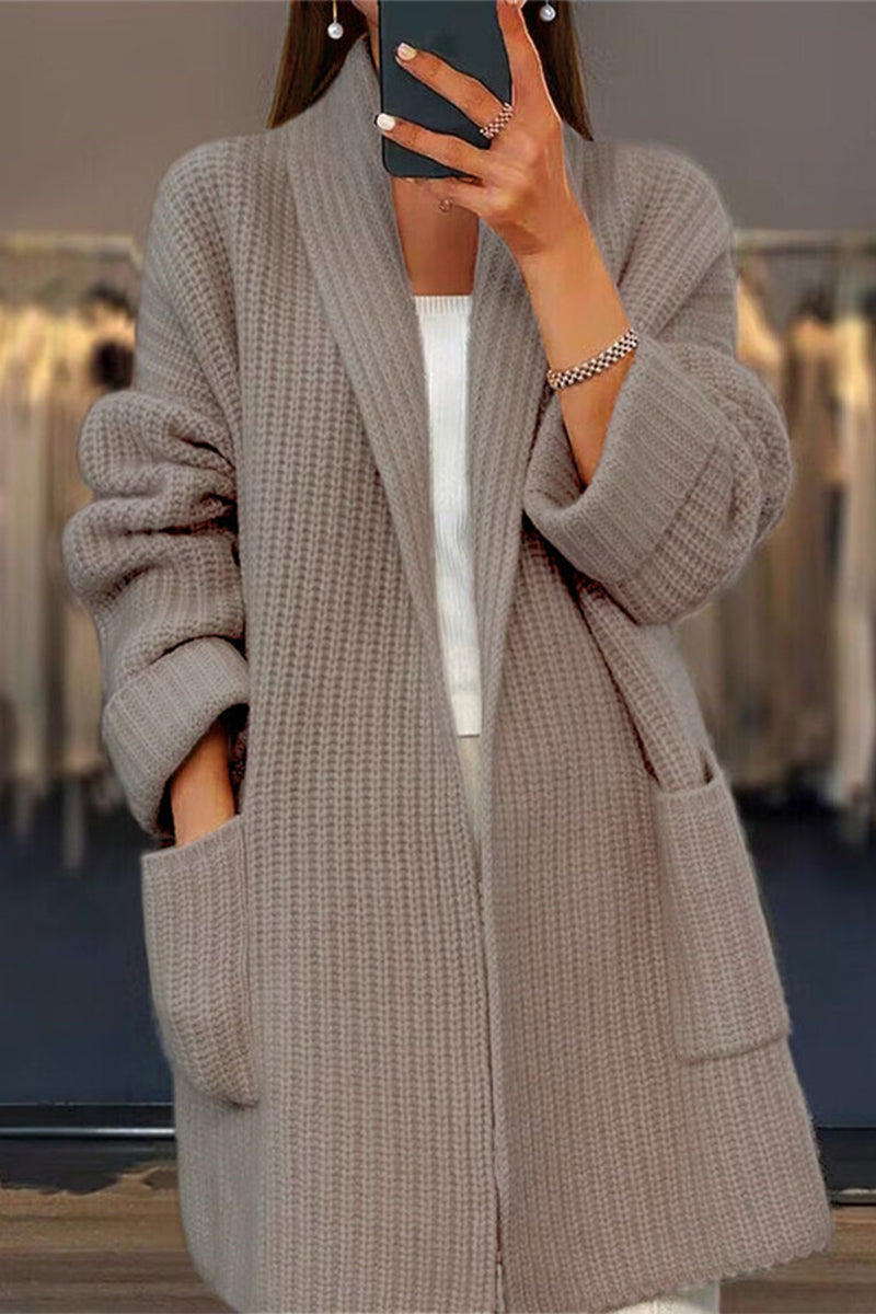 Antonia | Casual, simple outerwear with solid pocket fabric and cardigan collar