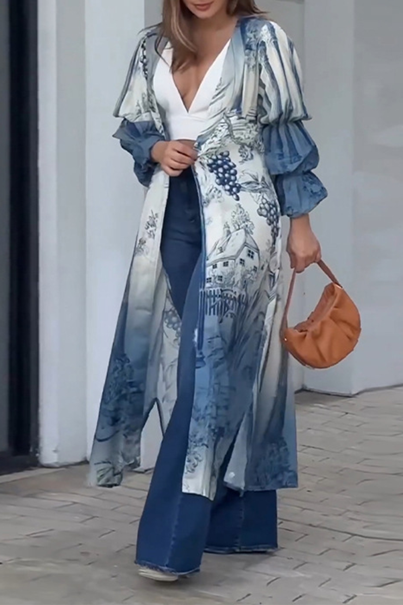 Brianna | Casual tops with a floral slit and cardigan collar