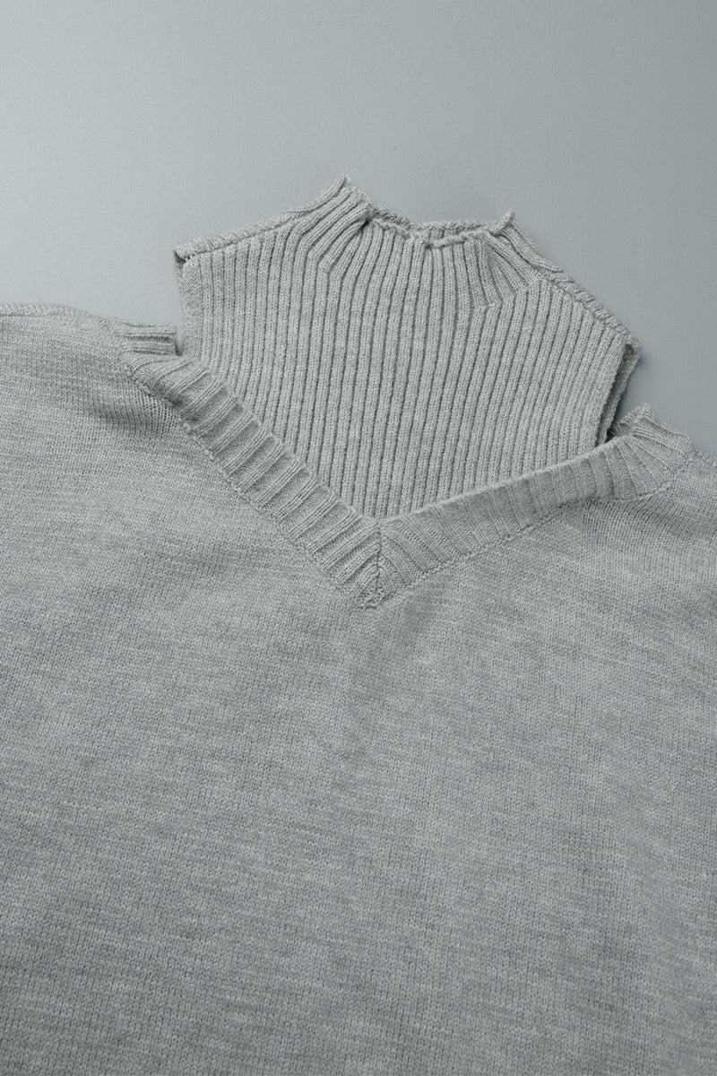 Hortensia | Casual solid hollow out patchwork turtleneck sweaters