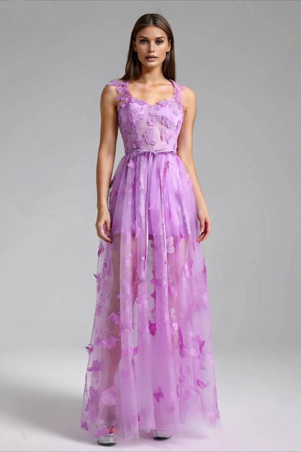 Spaghetti Strap Butterfly Party Dress