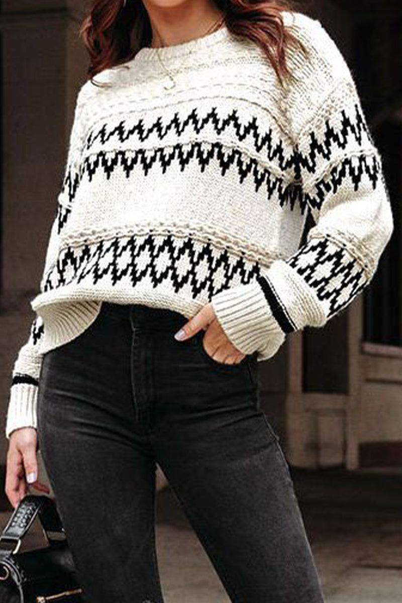 Eliana | Casual tops with geometric pattern and O-neck