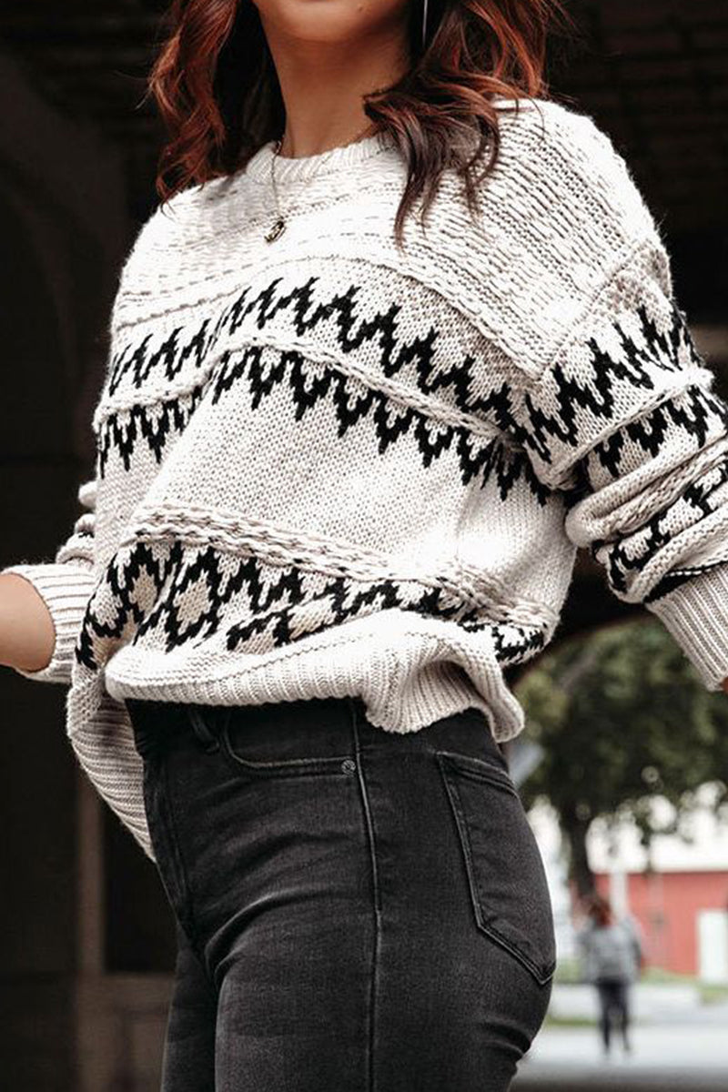 Eliana | Casual tops with geometric pattern and O-neck