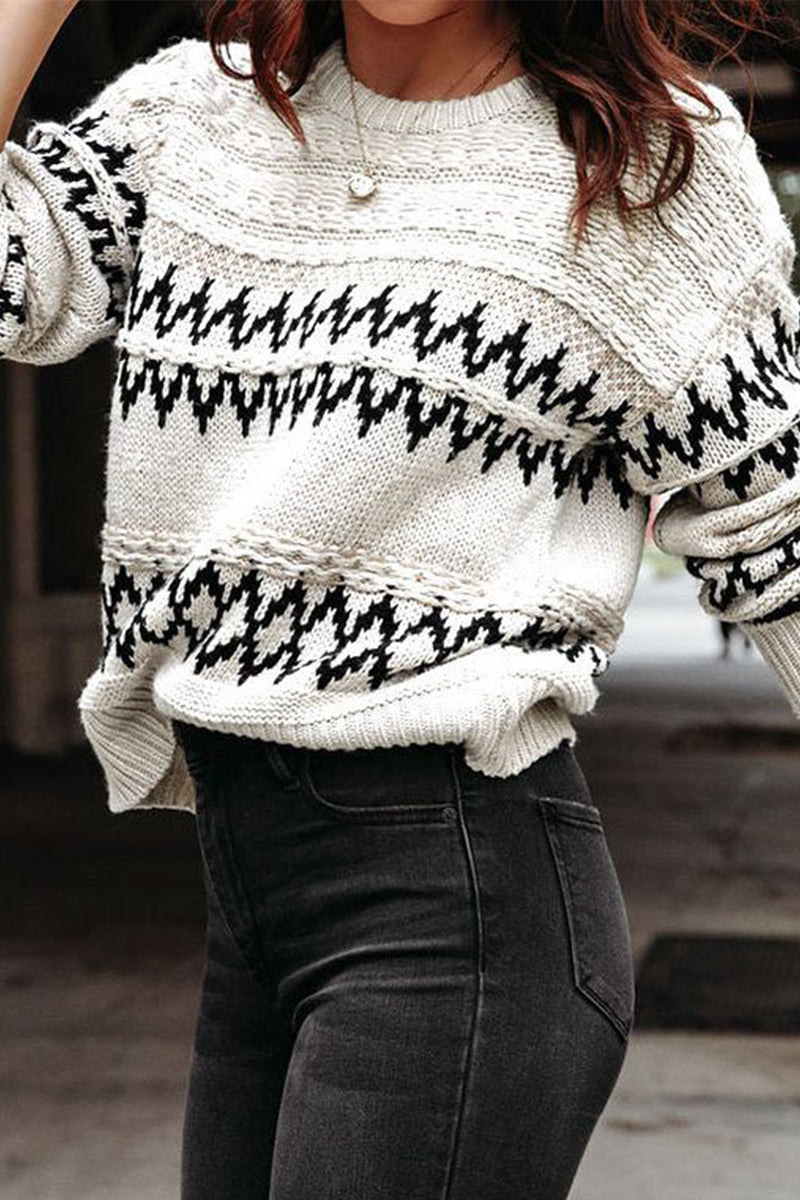 Eliana | Casual tops with geometric pattern and O-neck