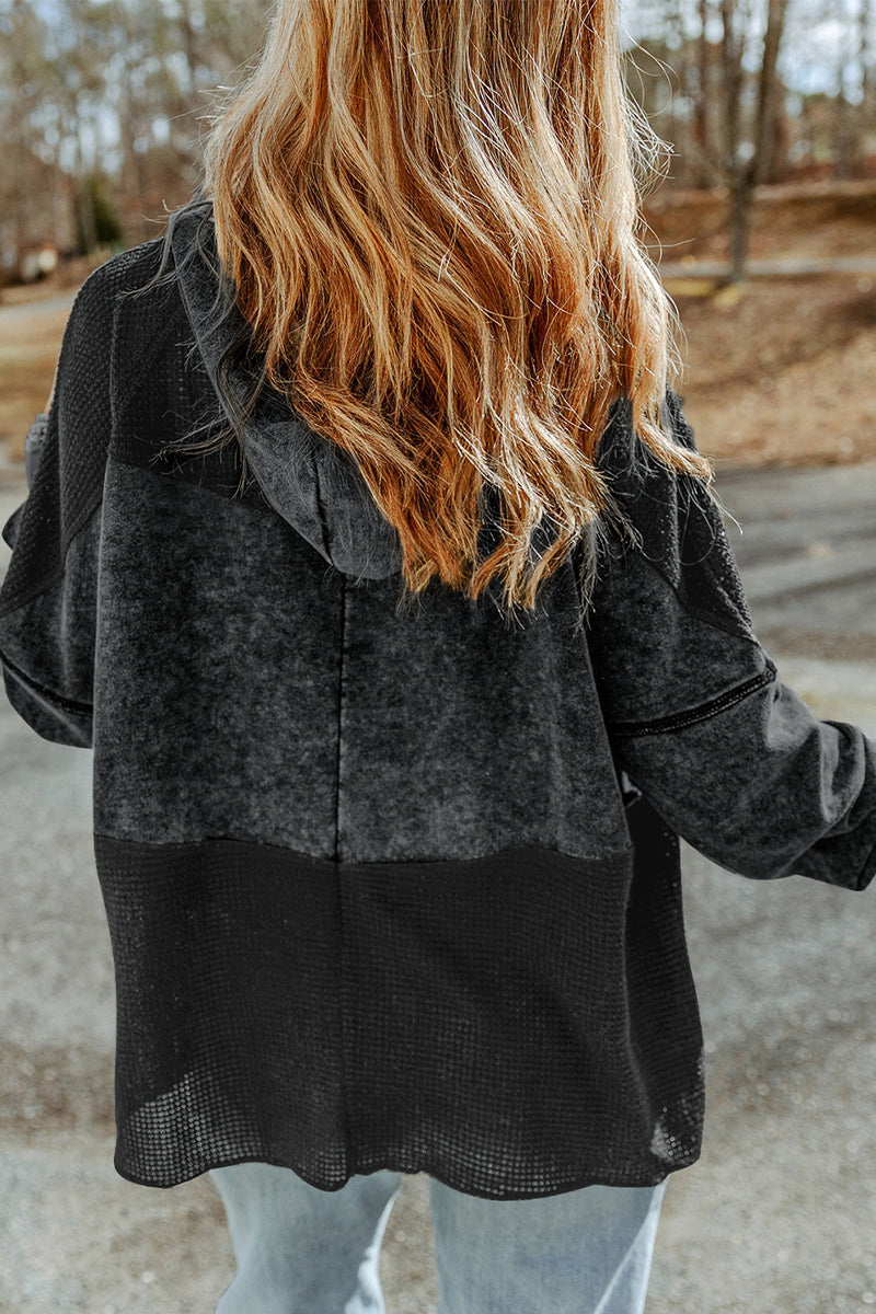 Gina | Casual solid make outerwear with zipper closure and hooded collar