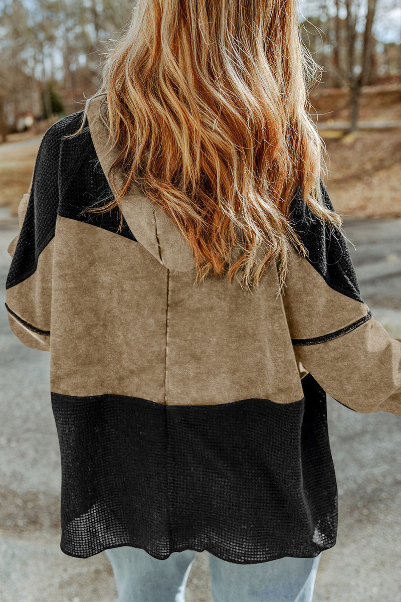 Gina | Casual solid make outerwear with zipper closure and hooded collar