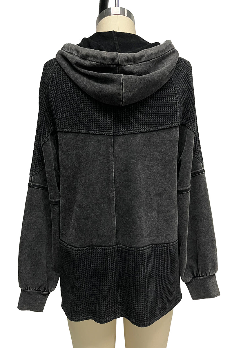 Gina | Casual solid make outerwear with zipper closure and hooded collar