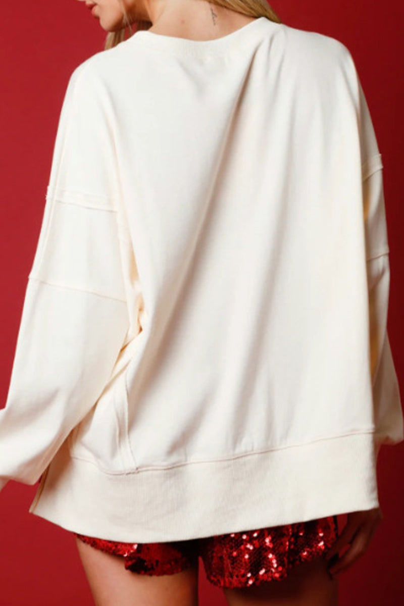 Gabriela | Casual color block sequin O-neck tops