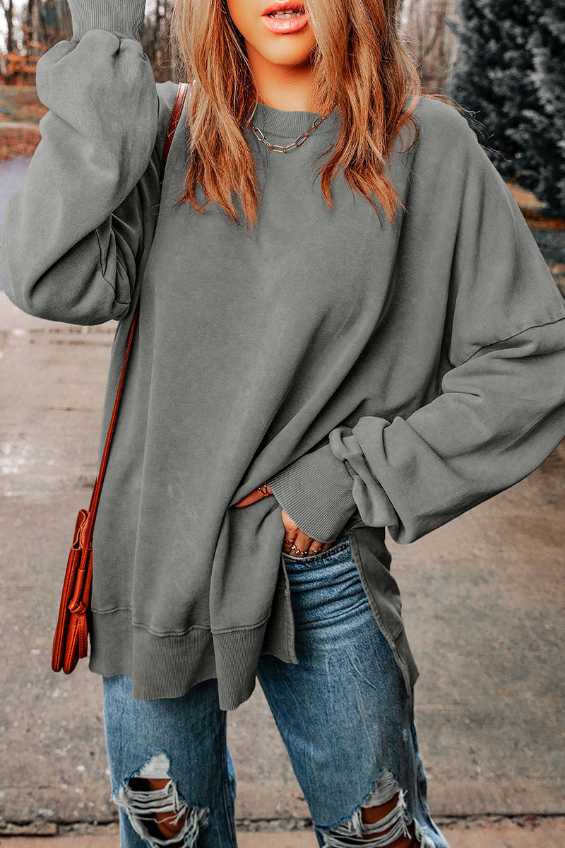 Irma | Daily simple solid tops with slit and O-neck